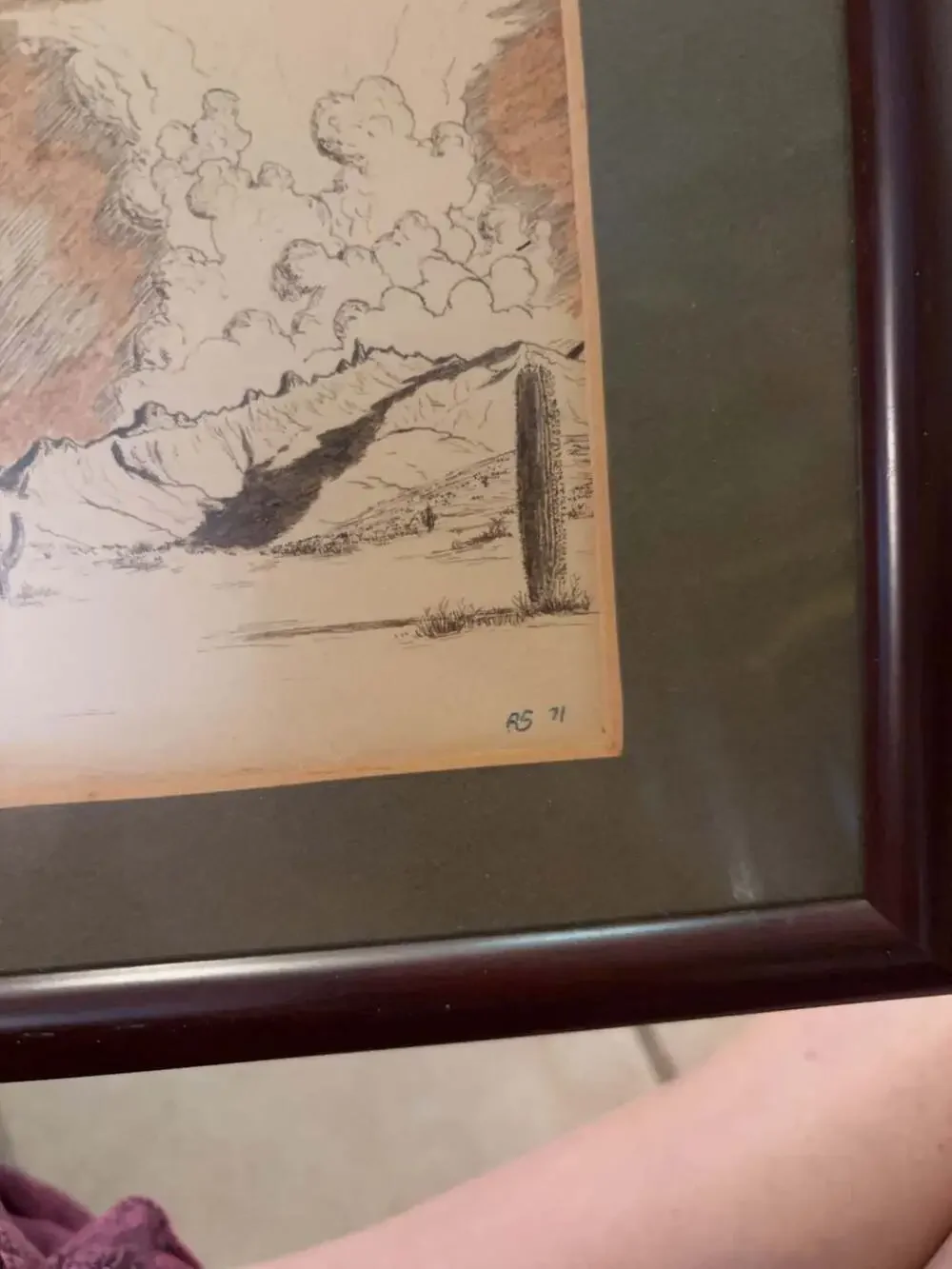 Original Desert Landscape Ink Drawing by Ronald E. Smith 1971